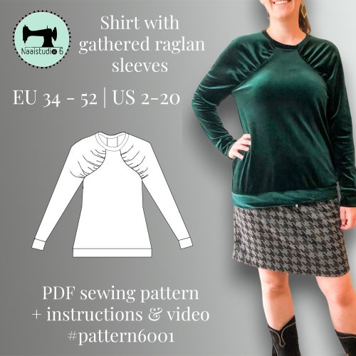 Top met geplooide raglan mouwen