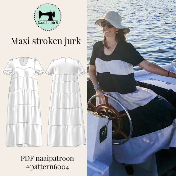patroon maxi stroken jurk