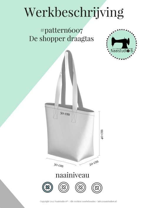 voorblad shopper draagtas met afmetingen