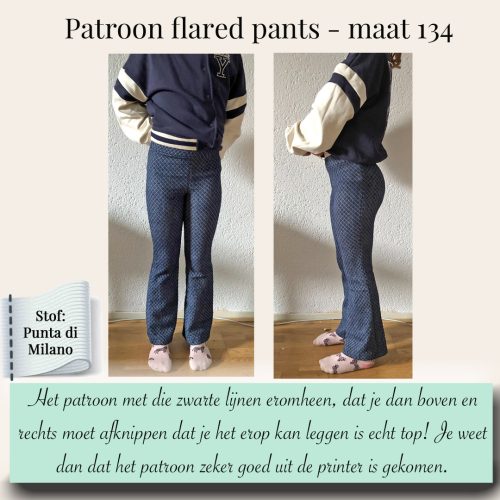 blauwe flared pants kinderen patroon