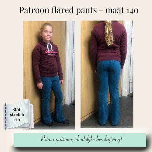 blauwe flared pants kinderen patroon