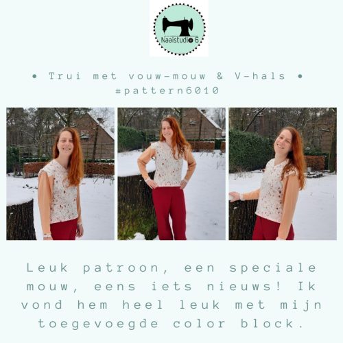 Damestrui met kratermouw en V-hals - Afbeelding 17