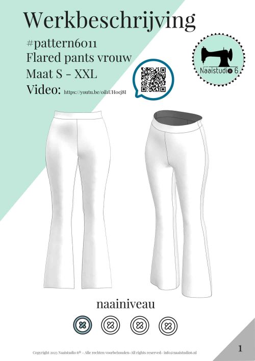 cover sheet of work description flared pants woman