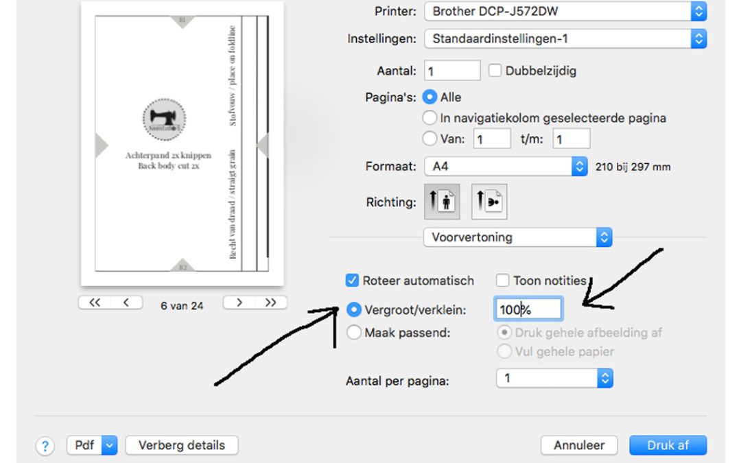 voorbeeld hoe je pdf naaipatronen thuis uitprint