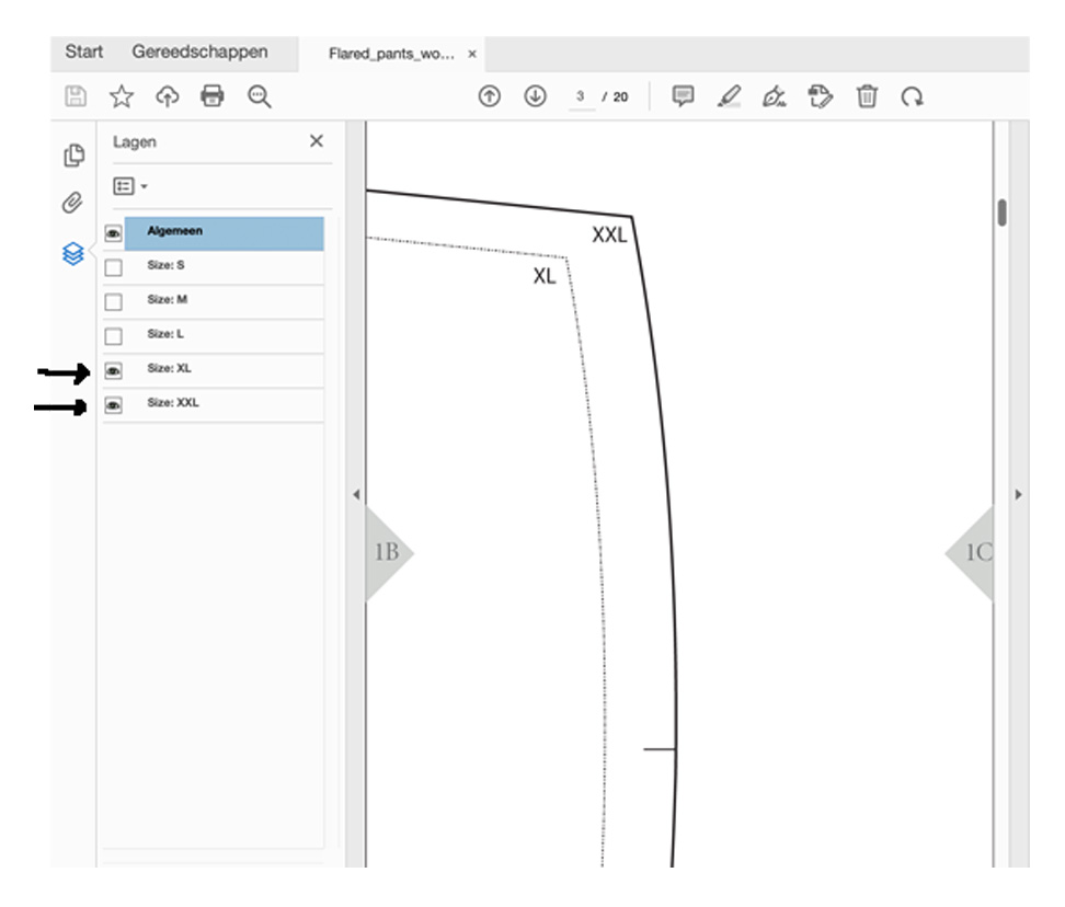 print two layers per size as an example